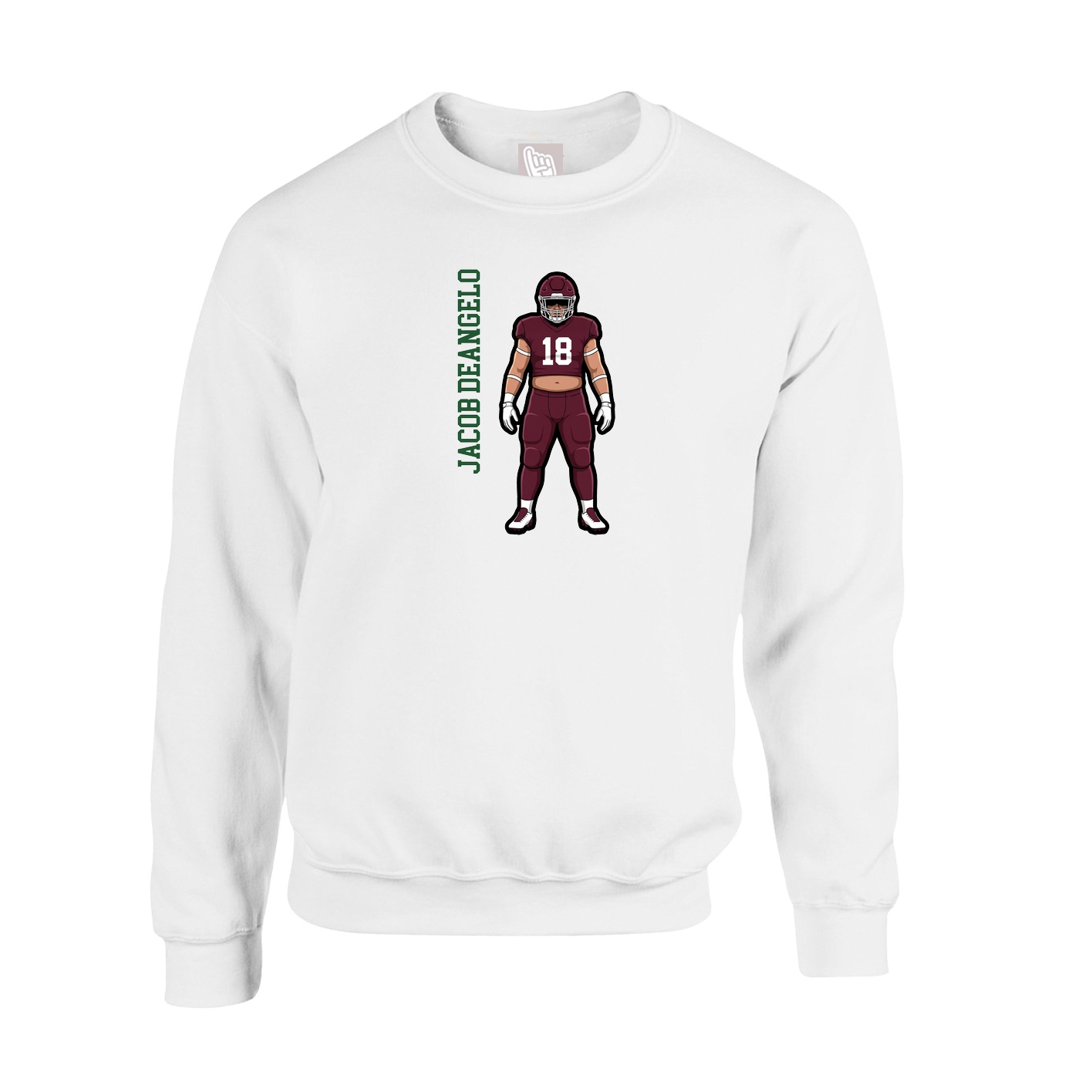 Fleece Crew — Name Vertical in White