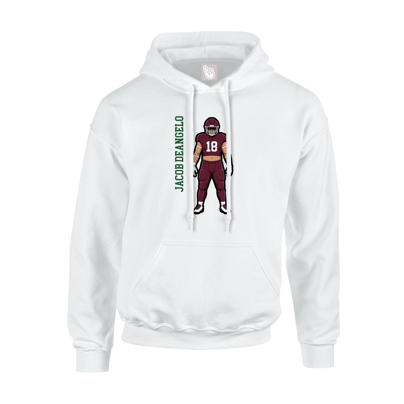 Youth Hoodie — Name Vertical in White
