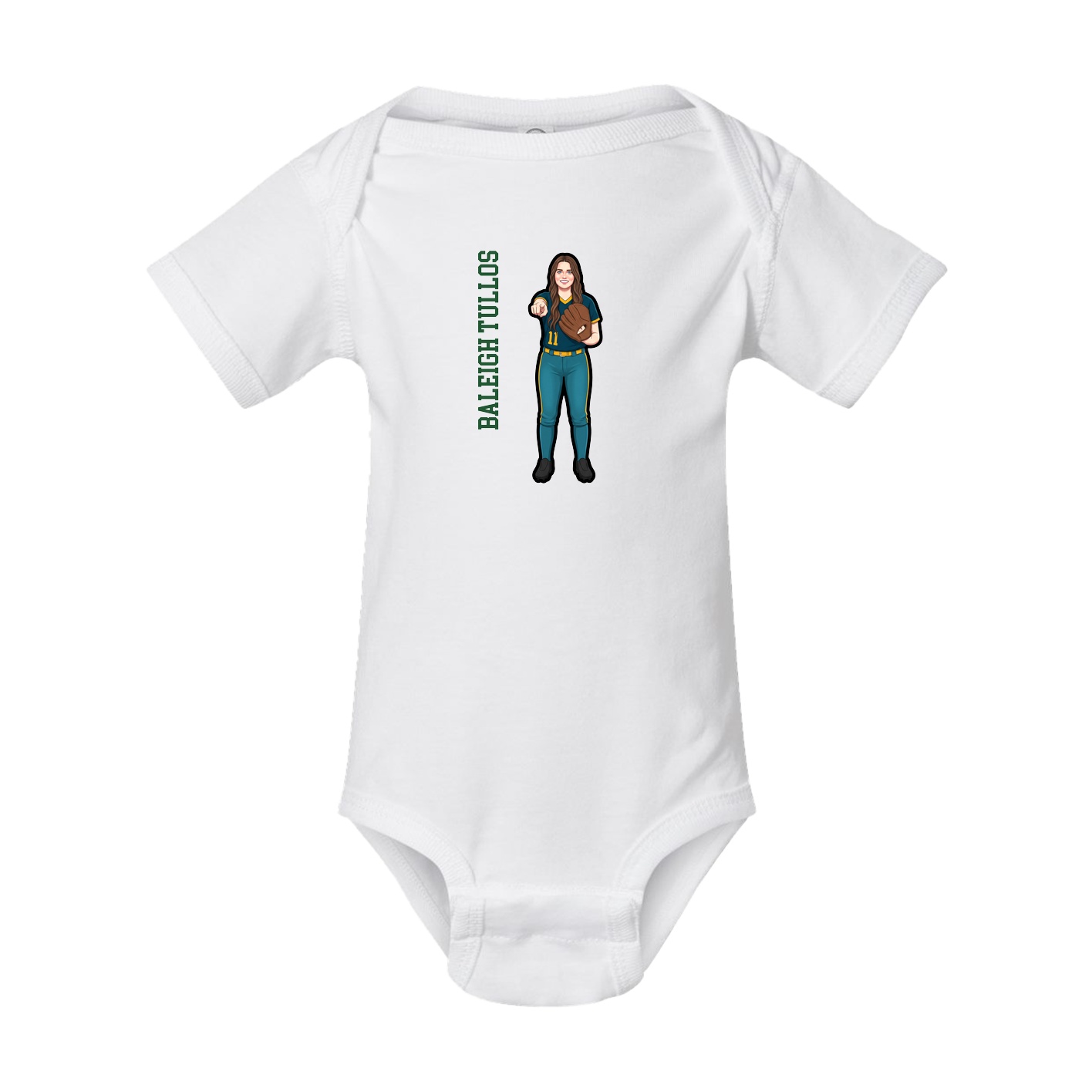 Baby Onesie — Name Vertical in White
