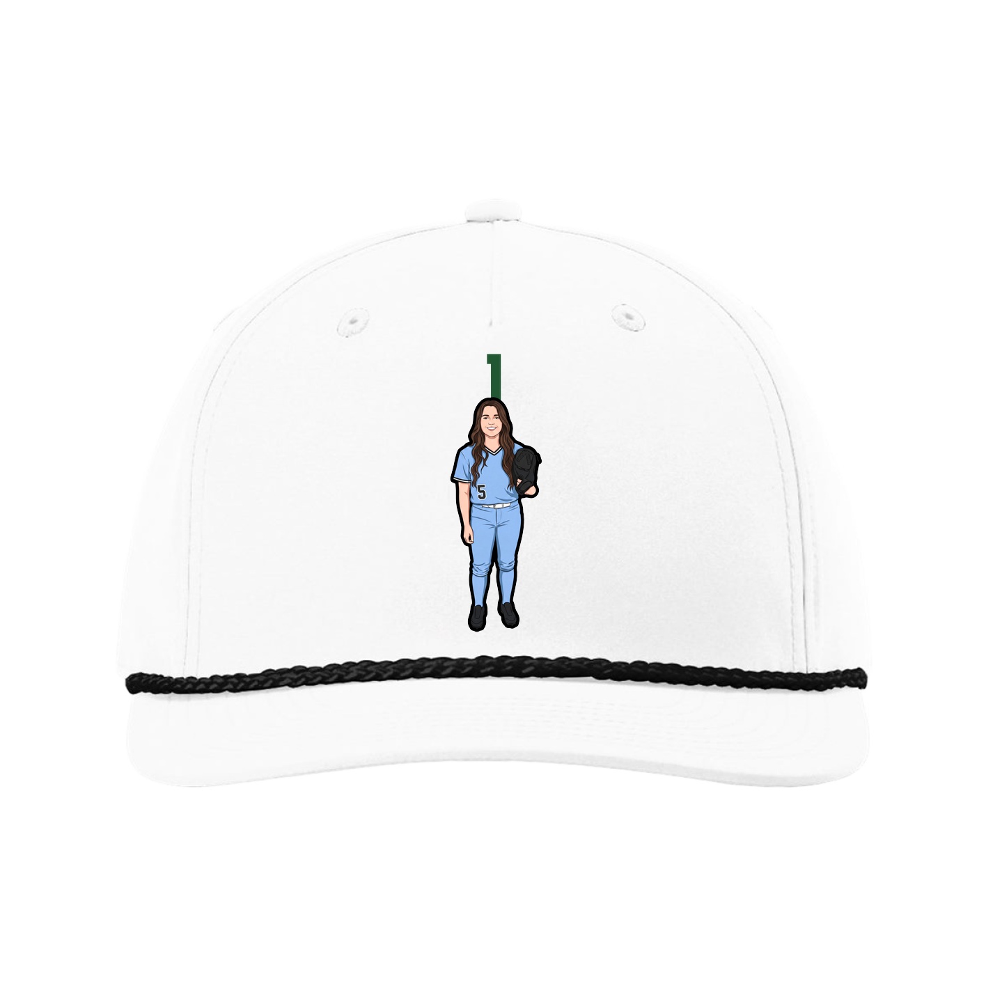 Five-Panel Classic Rope Cap — Number Top in White