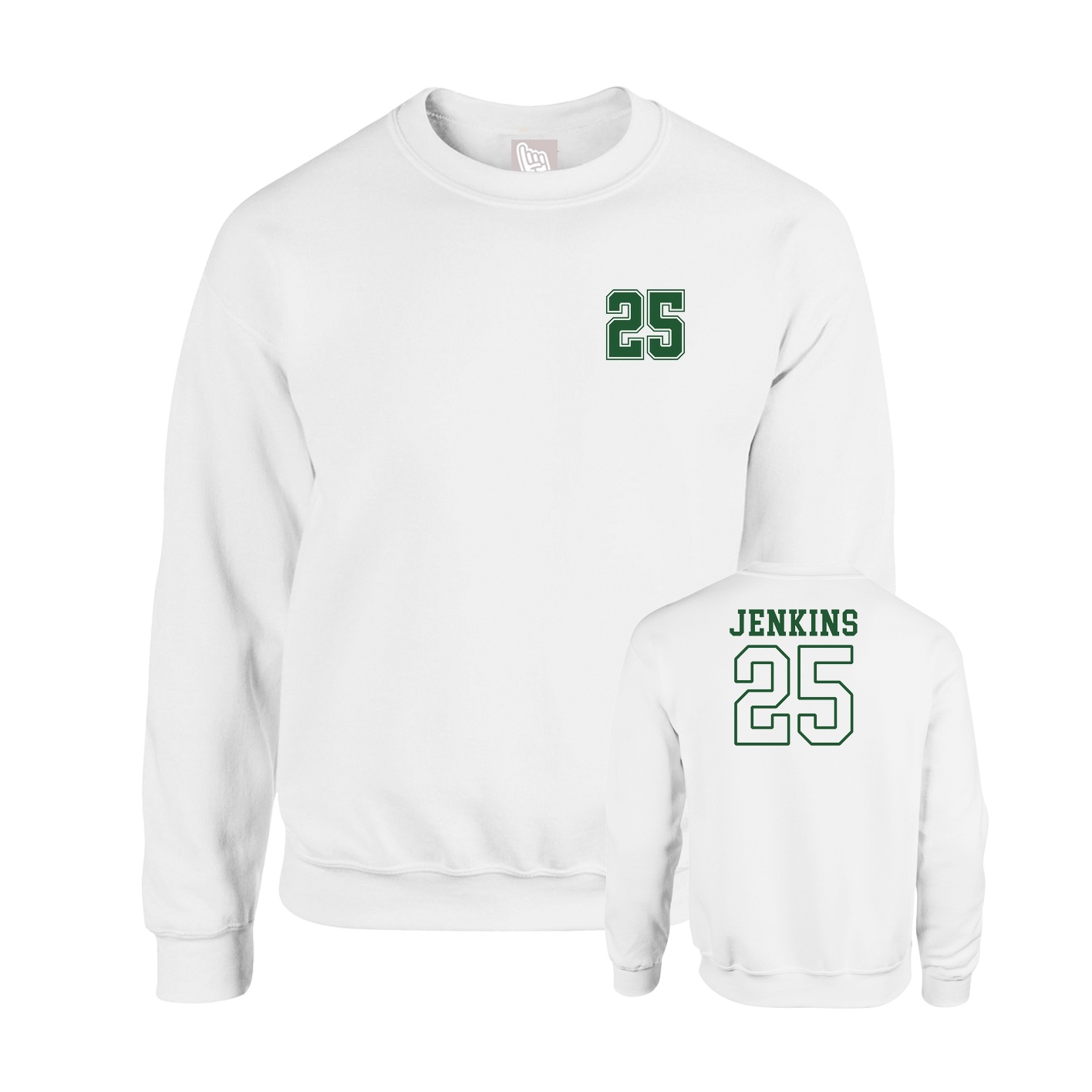 Fleece Crew — Chest Back in White
