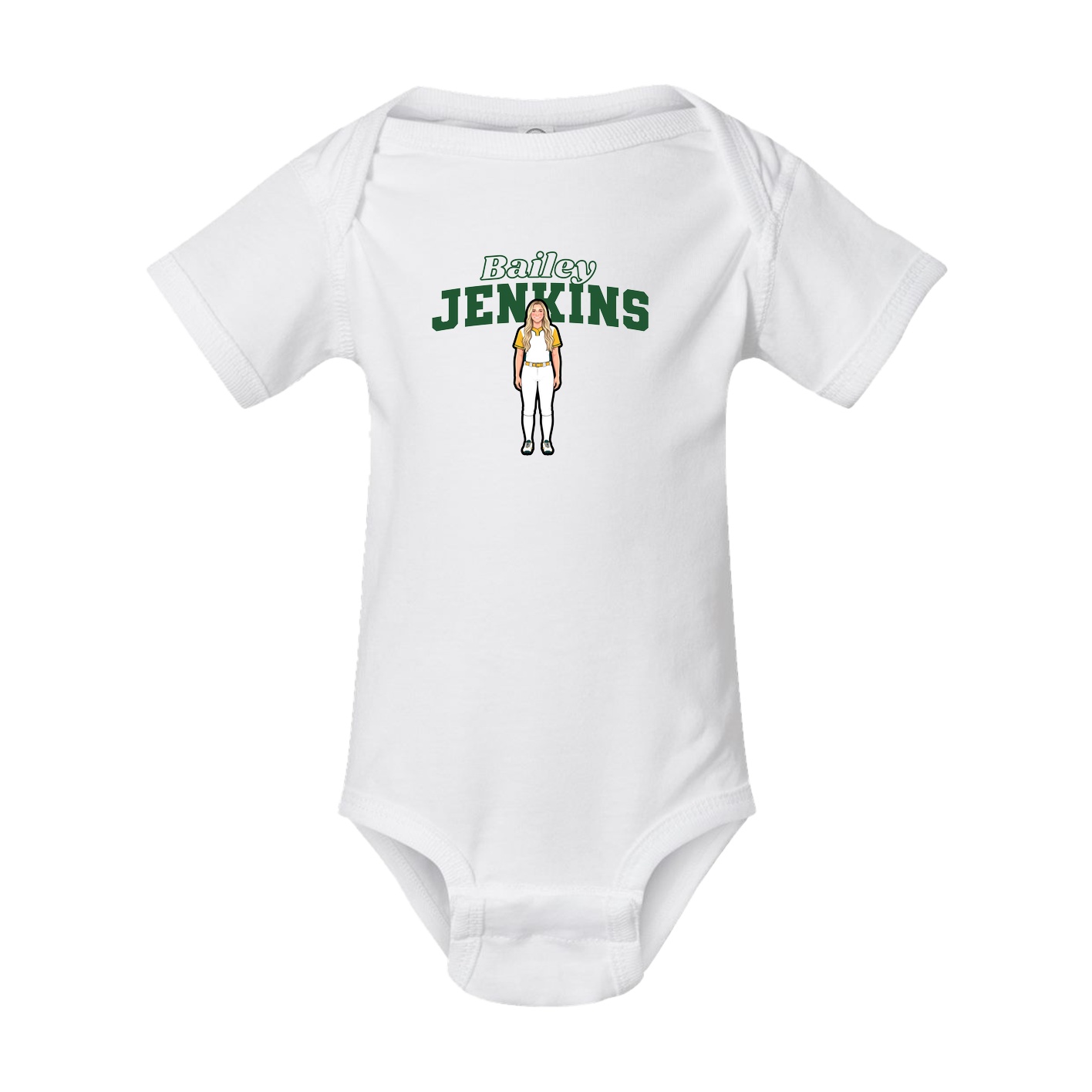 Baby Onesie — Name Arch in White