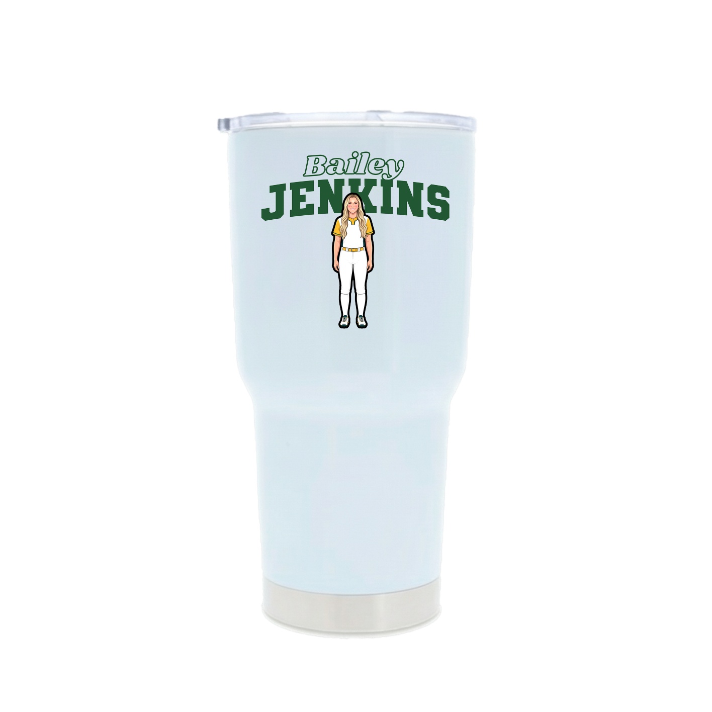 30oz Stainless Steel Tumbler — Name Arch in White
