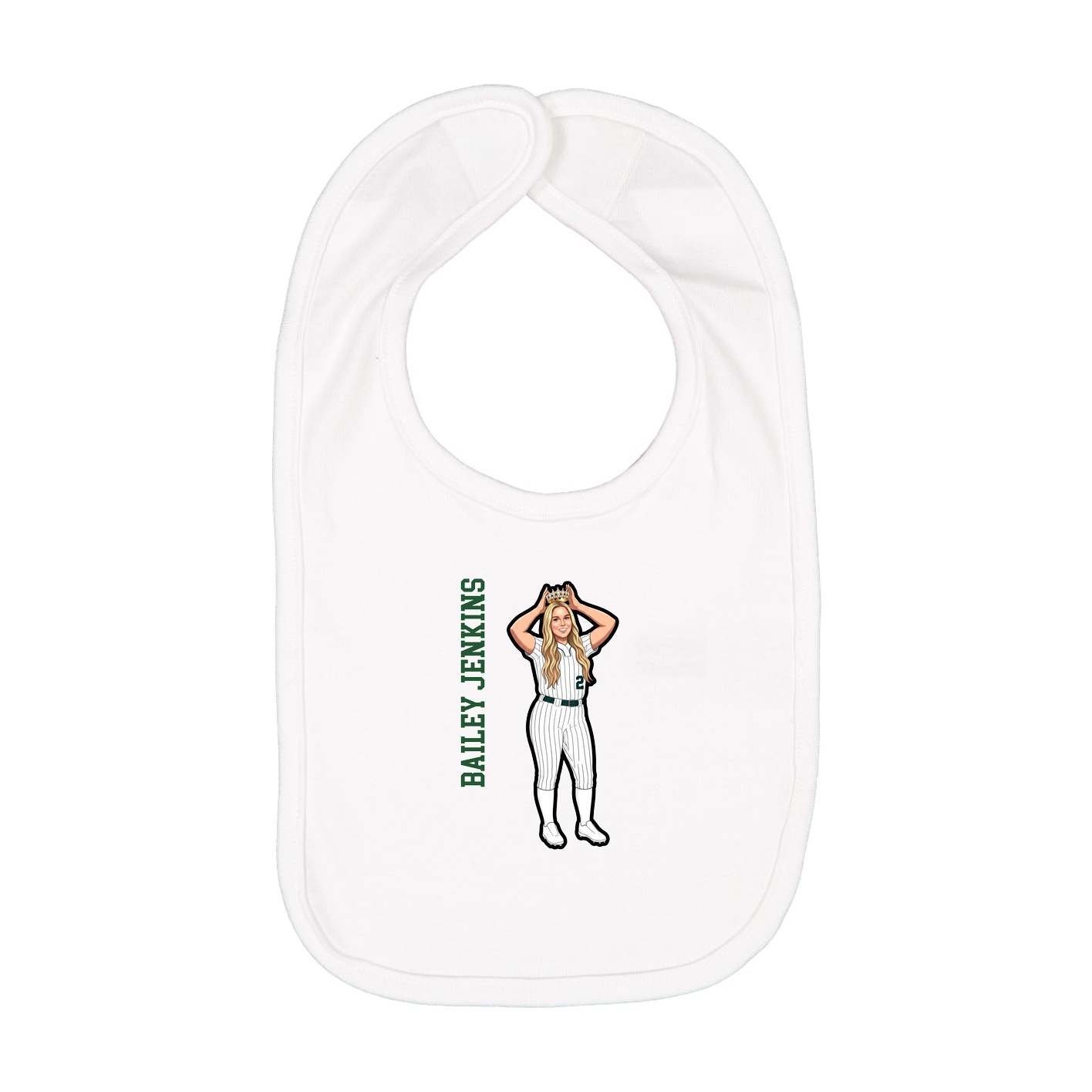 Infant Bib — Name Vertical in White