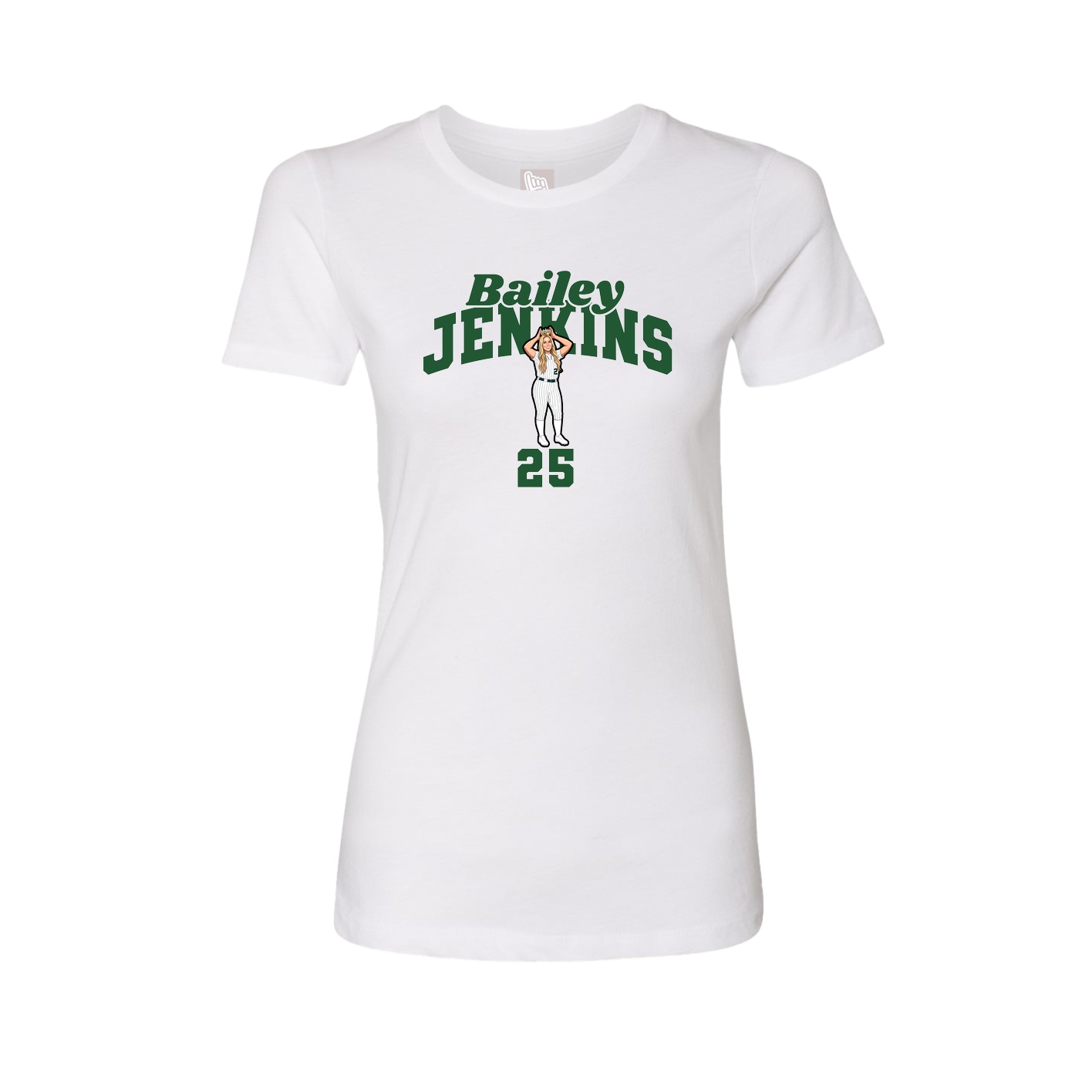 Fitted Women's Tee — Signature Arch in White