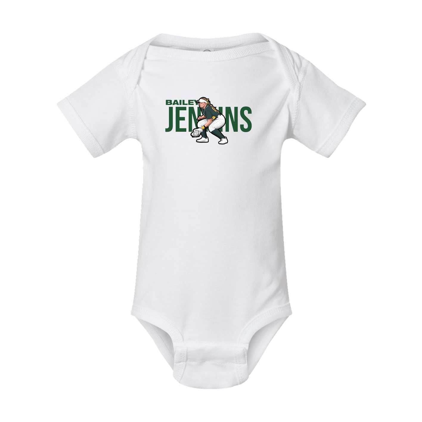 Baby Onesie — Player Name in White