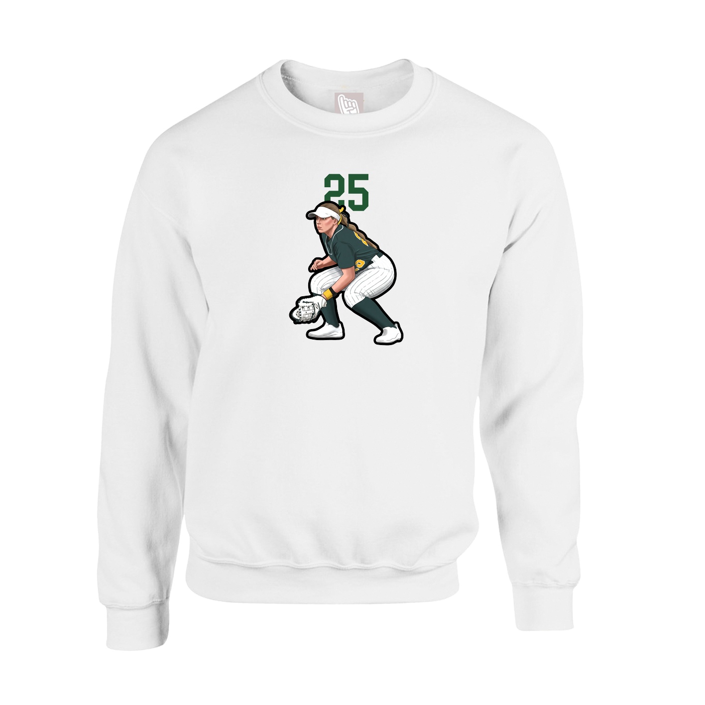 Fleece Crew — Number Top in White