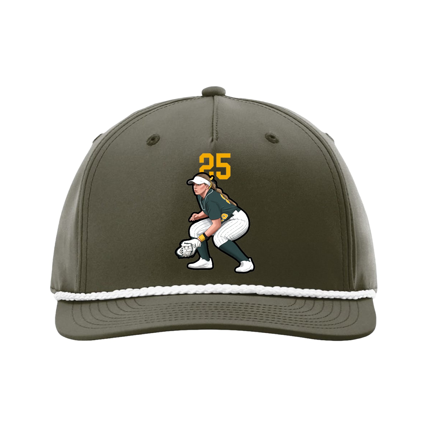 Five-Panel Classic Rope Cap — Number Top in Green