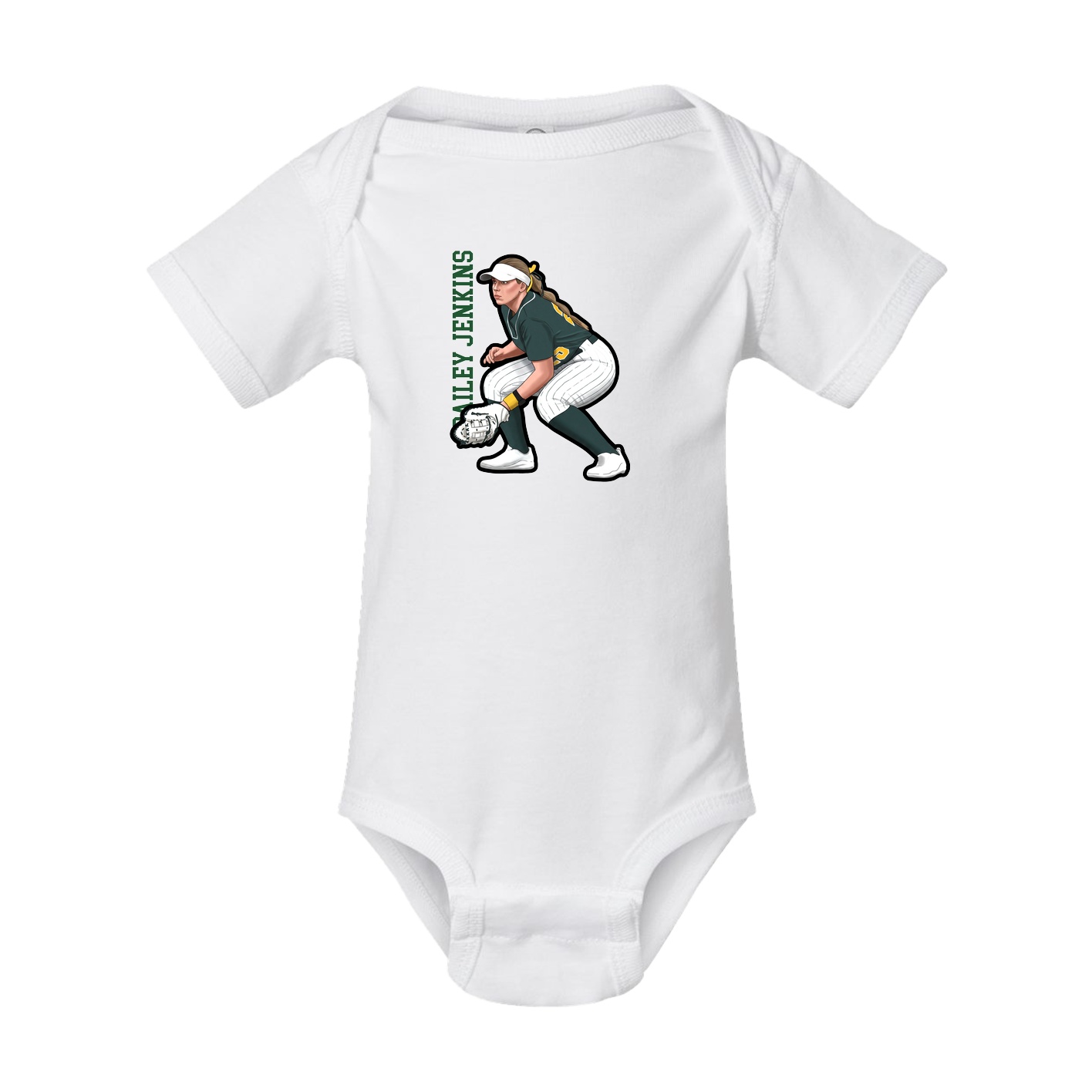 Baby Onesie — Name Vertical in White