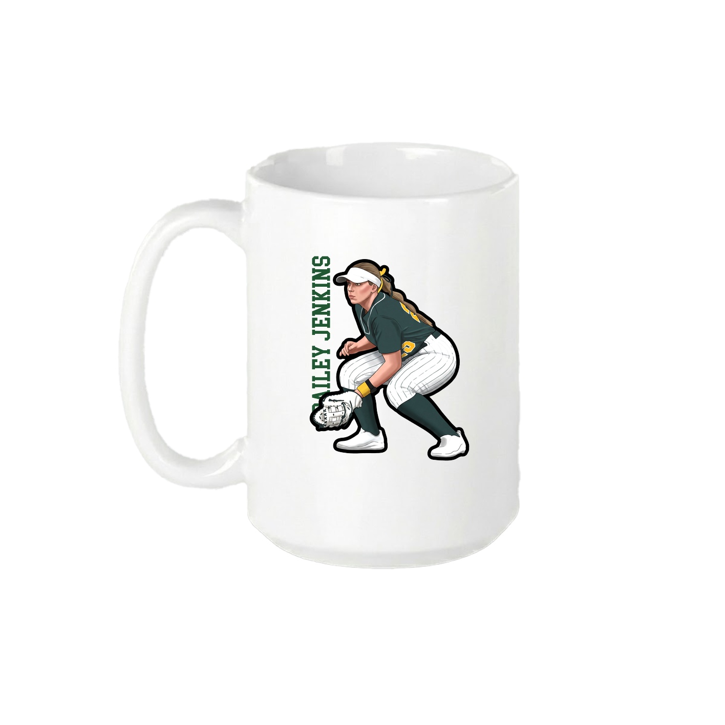 15oz Coffee Mug — Name Vertical in White