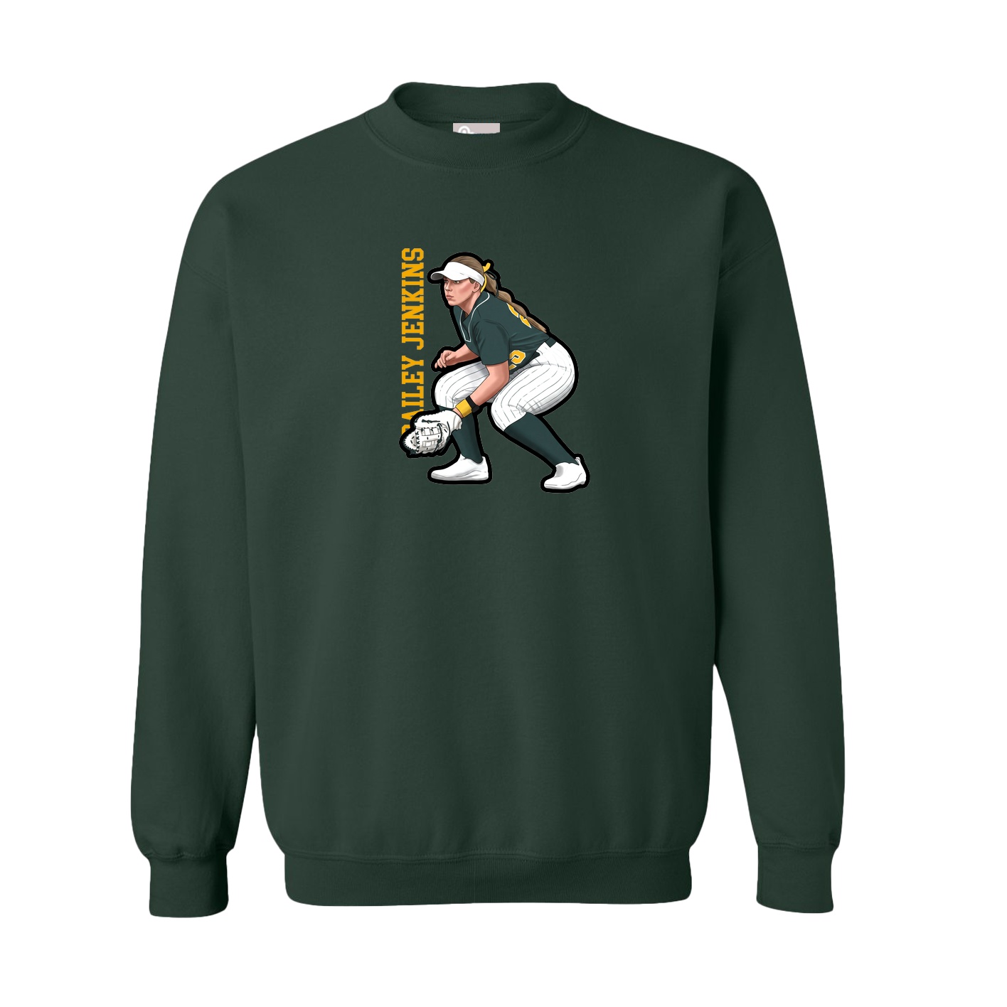 Fleece Crew — Name Vertical in Green