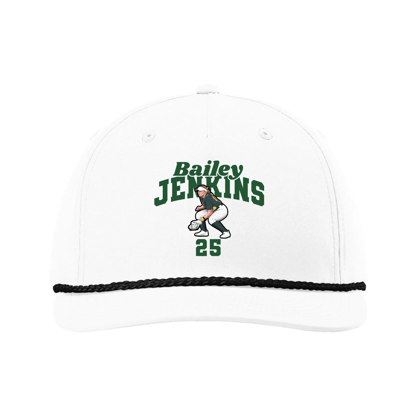 Five-Panel Classic Rope Cap — Signature Arch in White