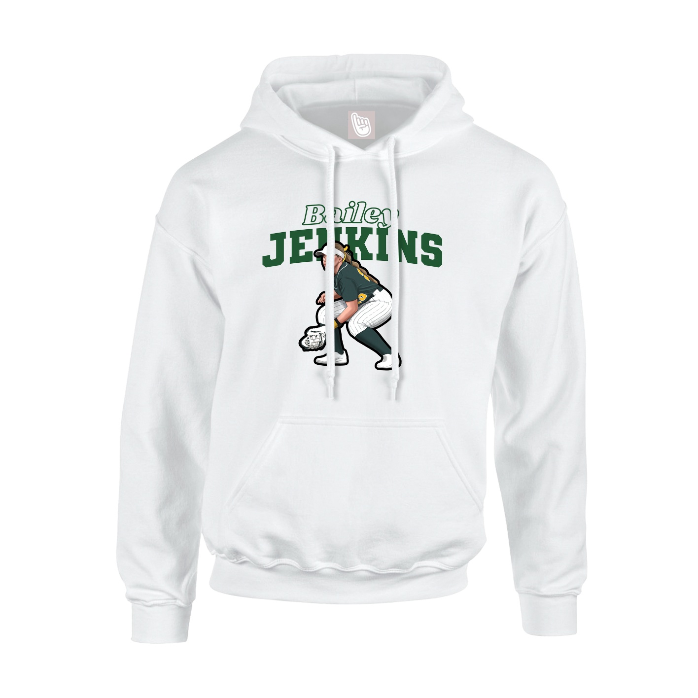 Youth Hoodie — Name Arch in White