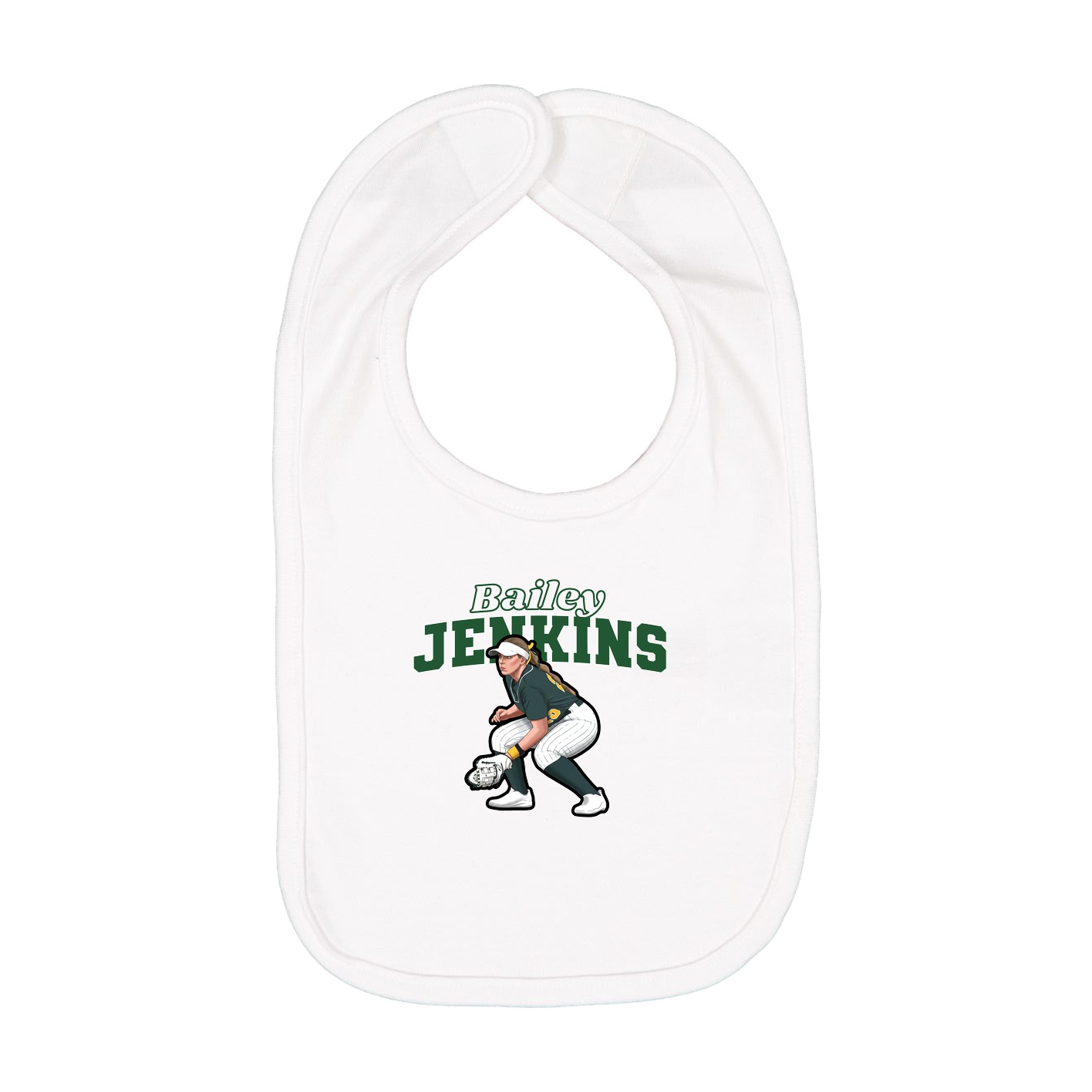 Infant Bib — Name Arch in White
