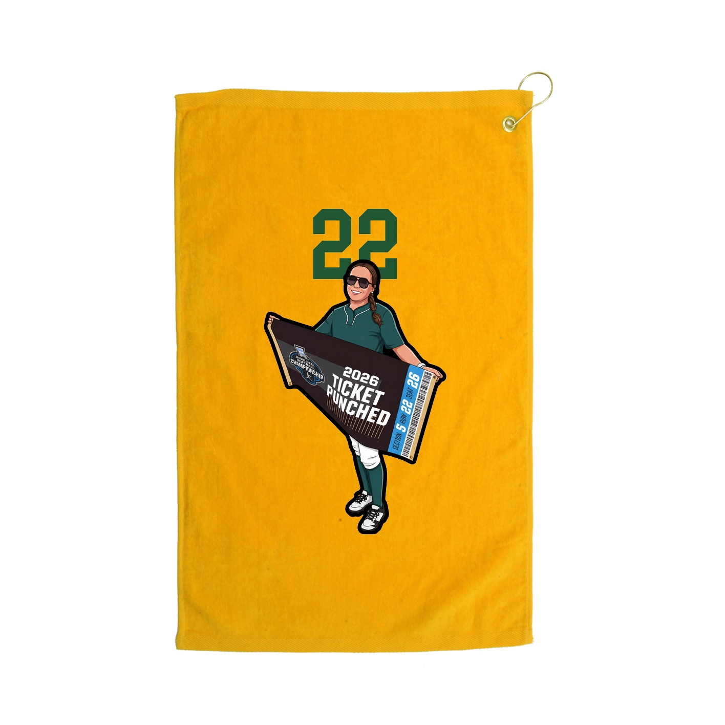 Golf Towel — Number Top in Gold