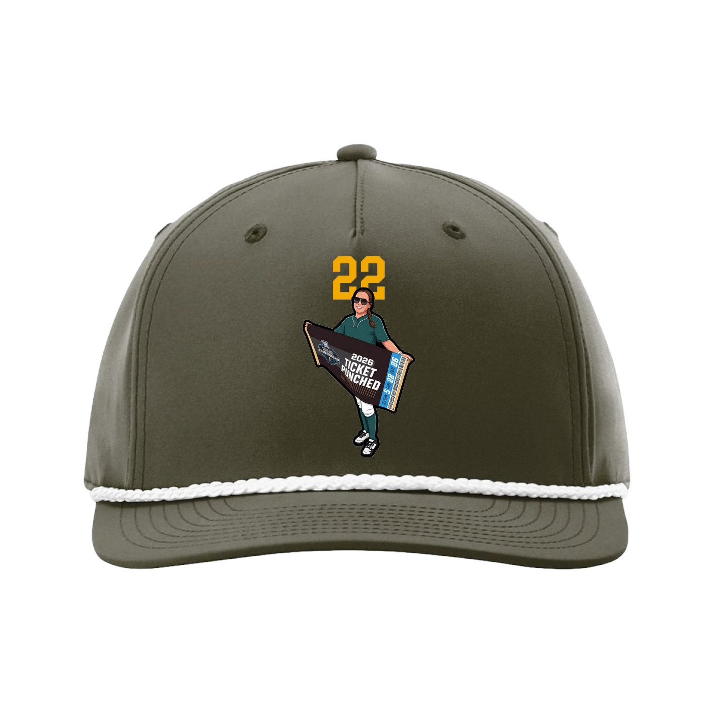 Five-Panel Classic Rope Cap — Number Top in Green