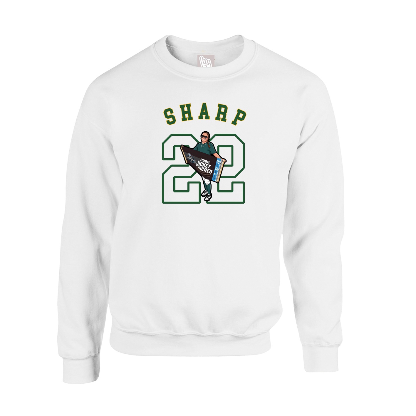 Fleece Crew — Shirsey Arch in White
