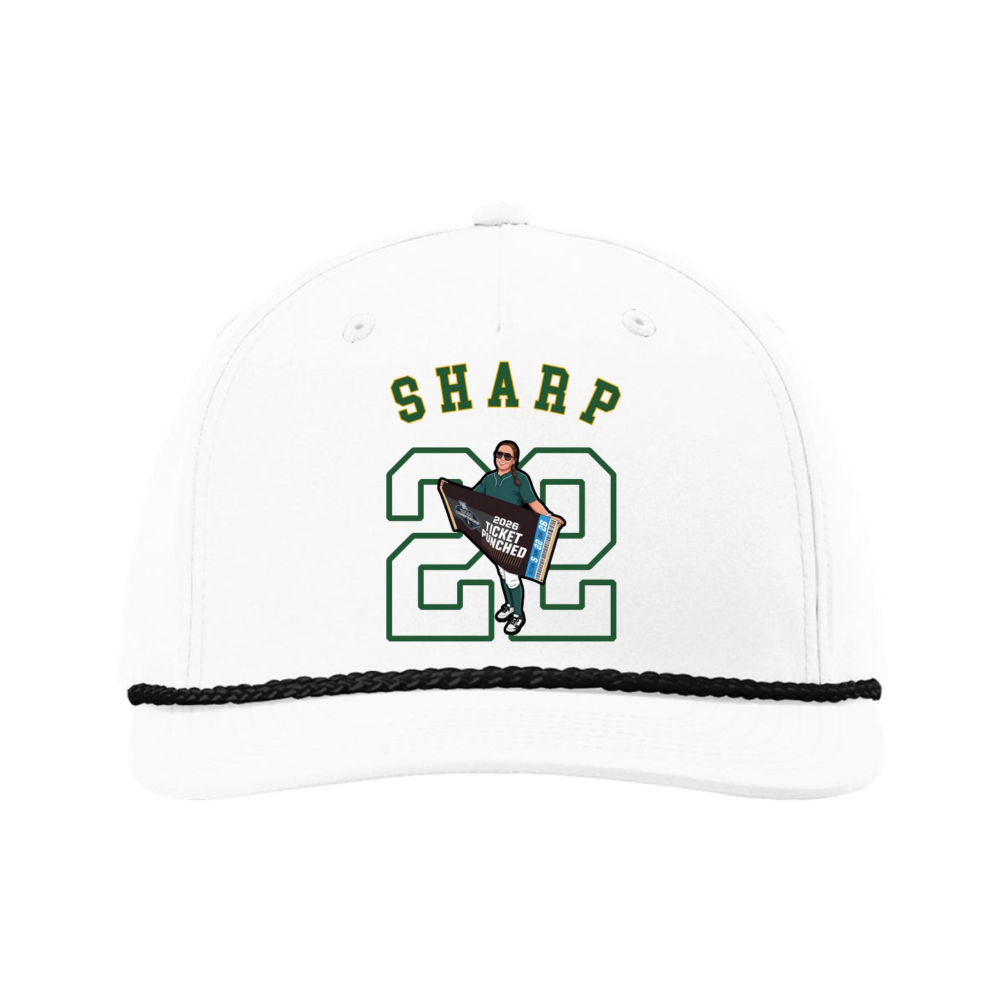 Five-Panel Classic Rope Cap — Shirsey Arch in White