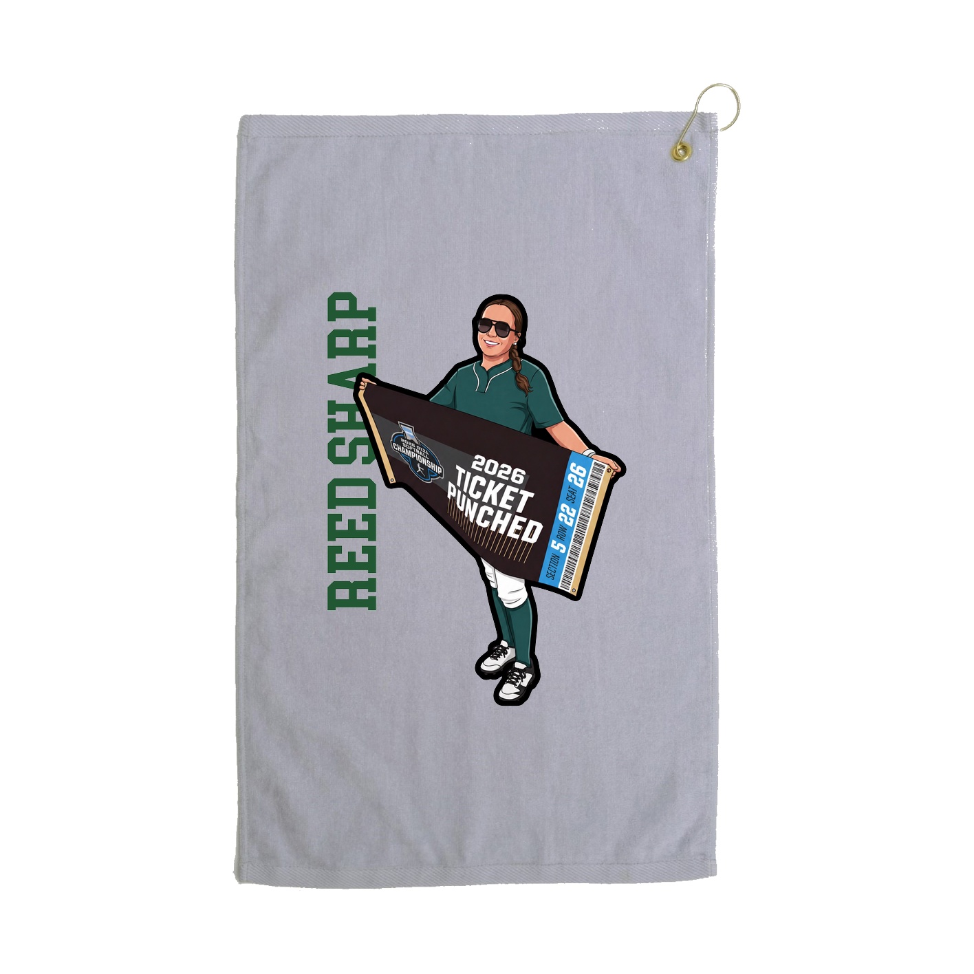 Golf Towel — Name Vertical in Grey