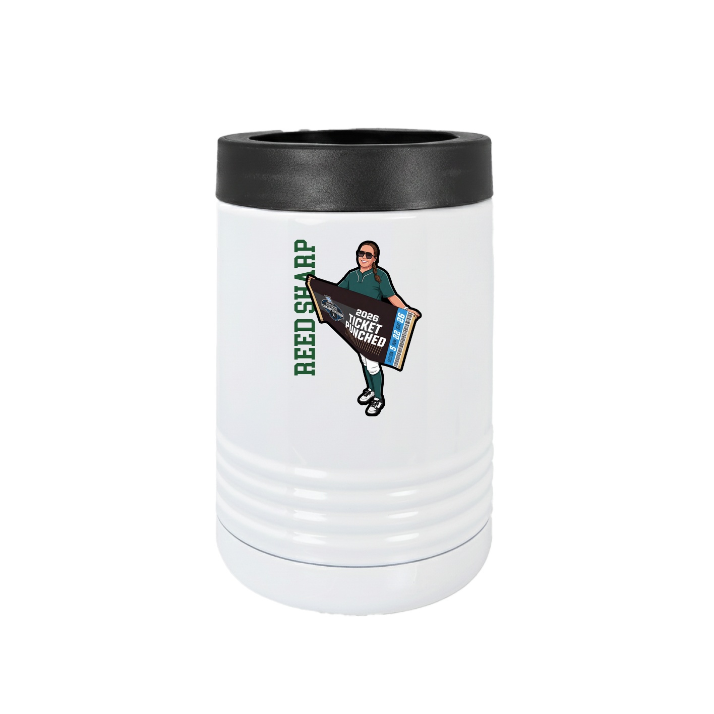 Beverage Holder — Name Vertical in White