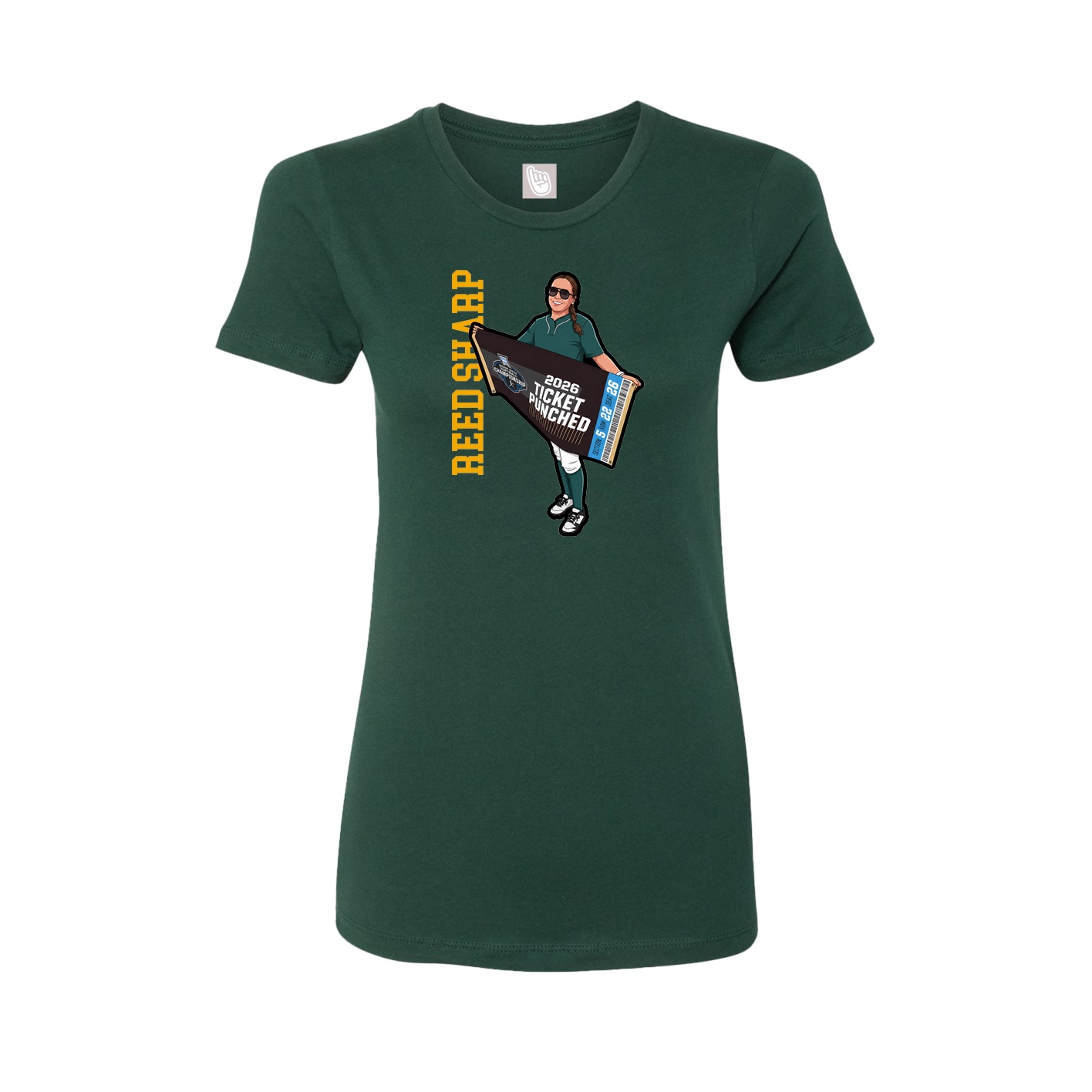 Fitted Women's Tee — Name Vertical in Green
