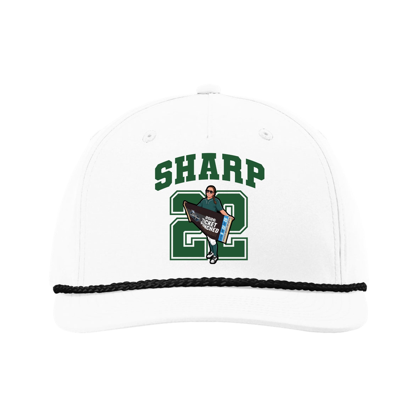 Five-Panel Classic Rope Cap — Number in White
