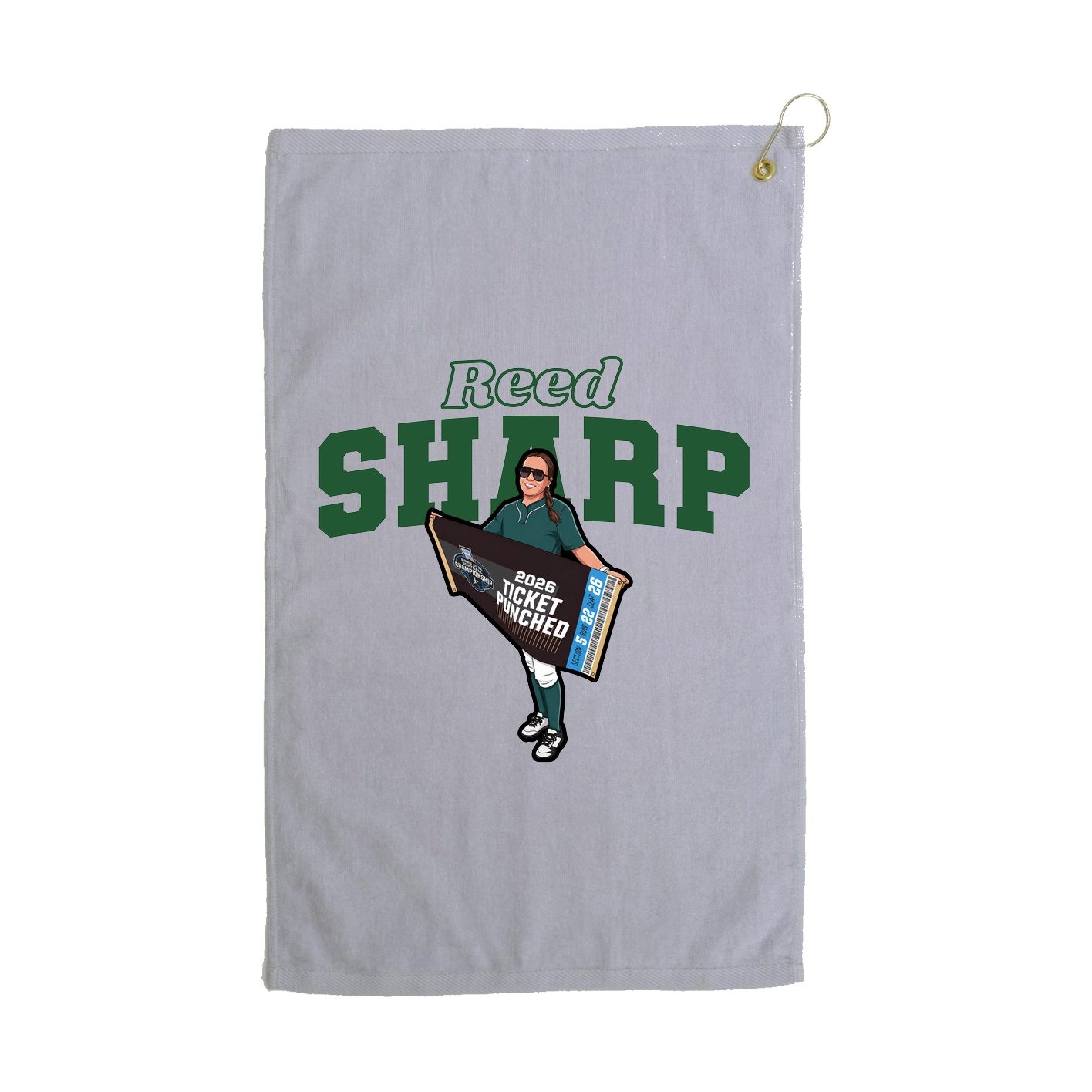 Golf Towel — Name Arch in Grey