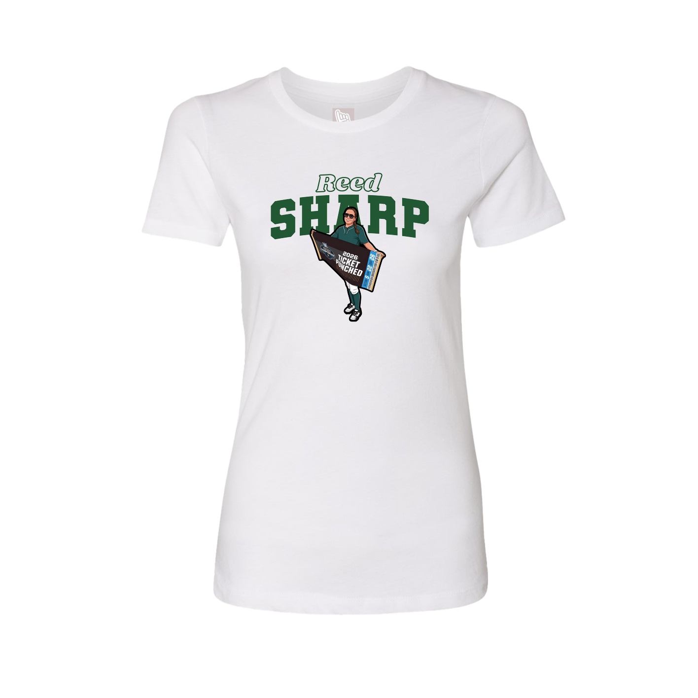 Fitted Women's Tee — Name Arch in White