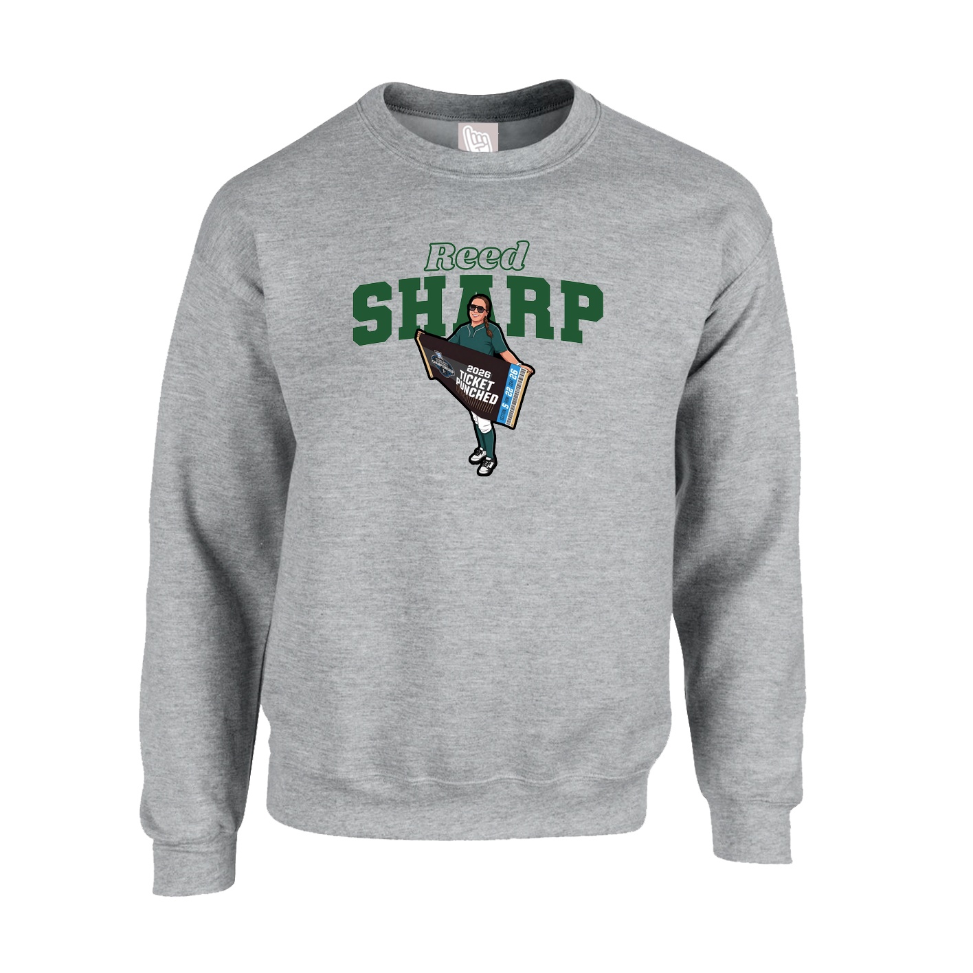 Fleece Crew — Name Arch in Grey