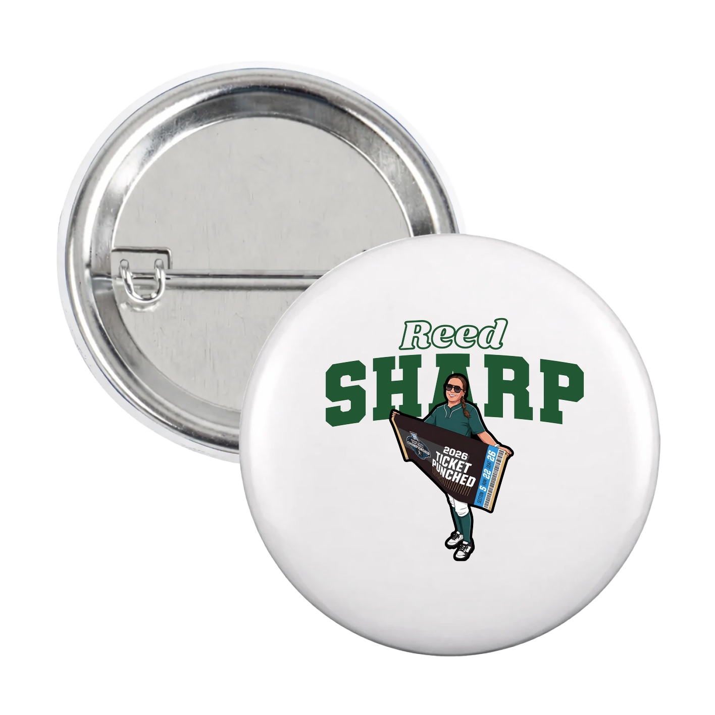 Game Day Button — Name Arch in White