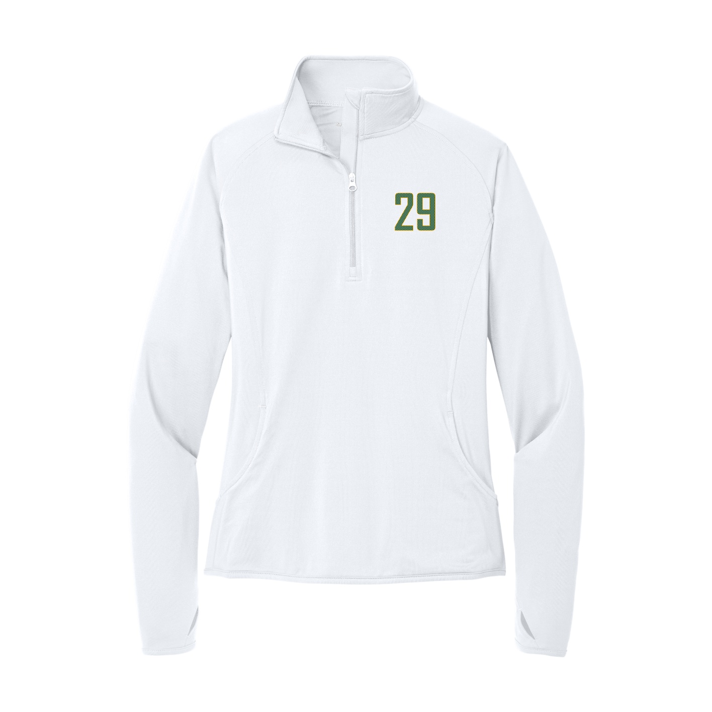 Women's Q-Zip Pullover — Front Shirsy in White