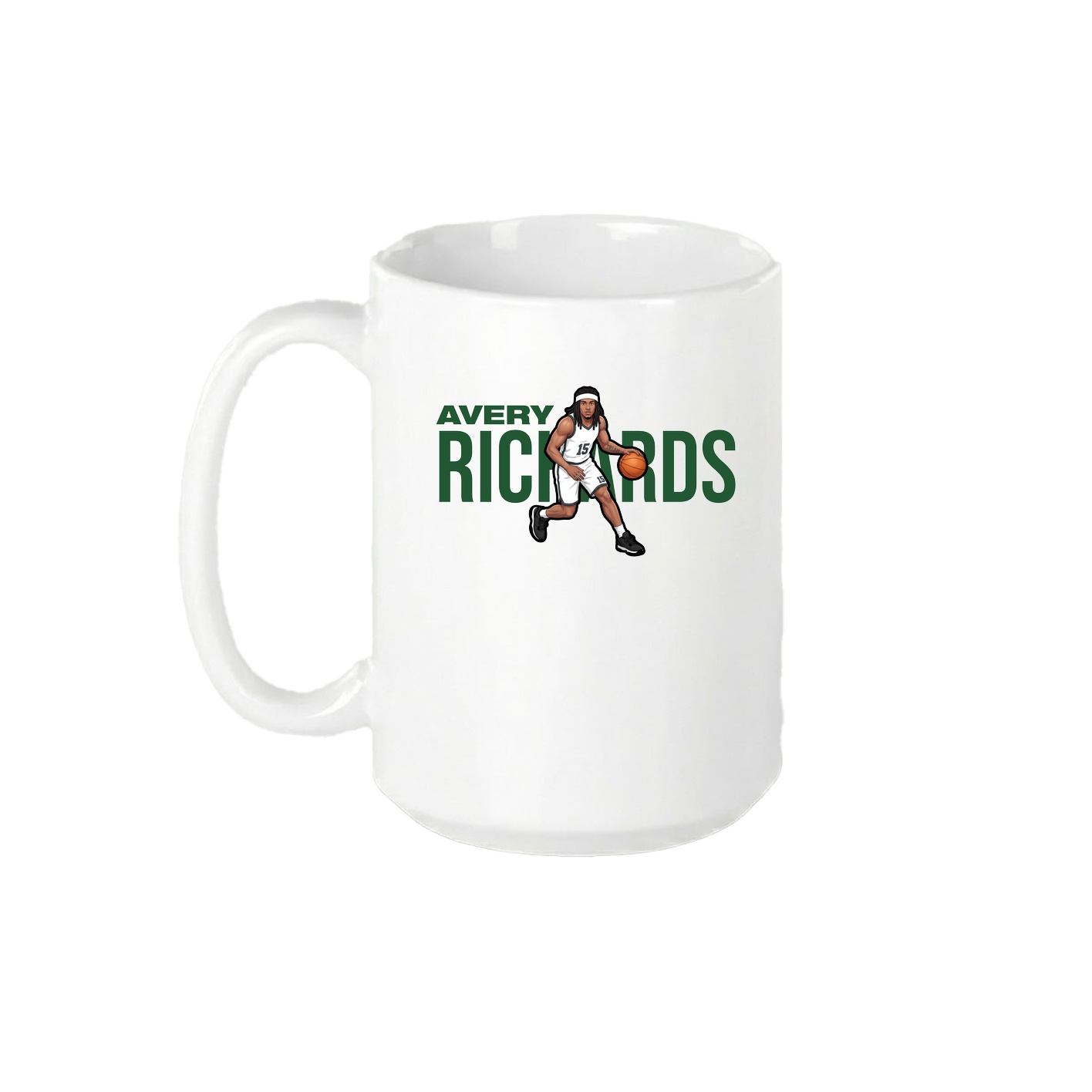 15oz Coffee Mug — Player Name in White