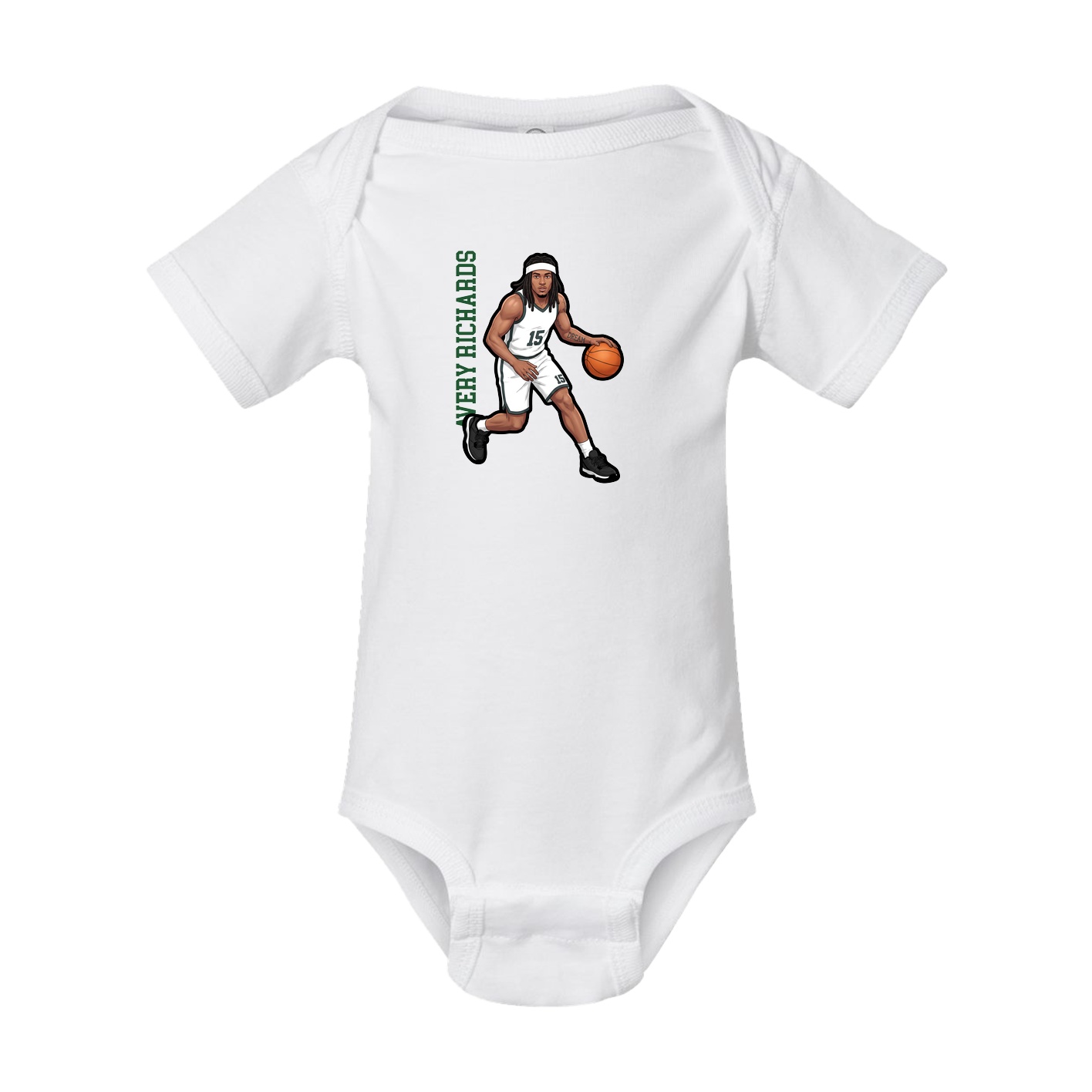 Baby Onesie — Name Vertical in White