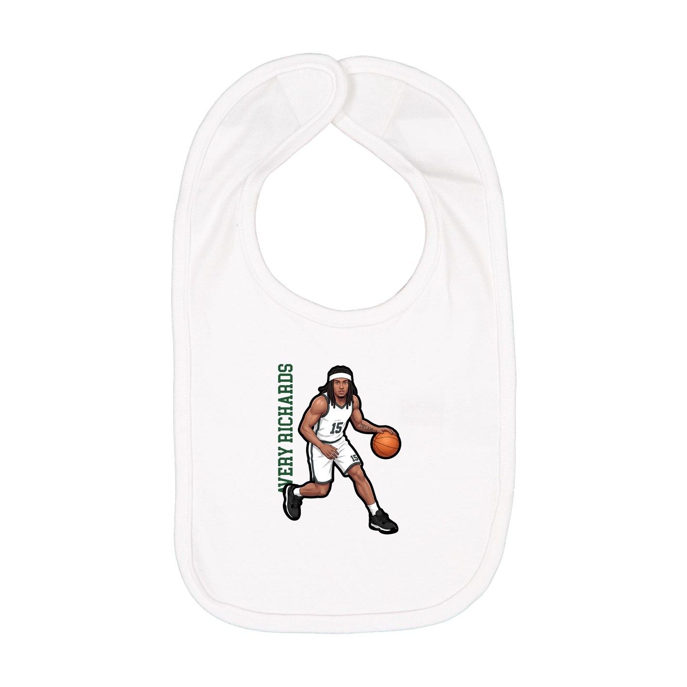 Infant Bib — Name Vertical in White
