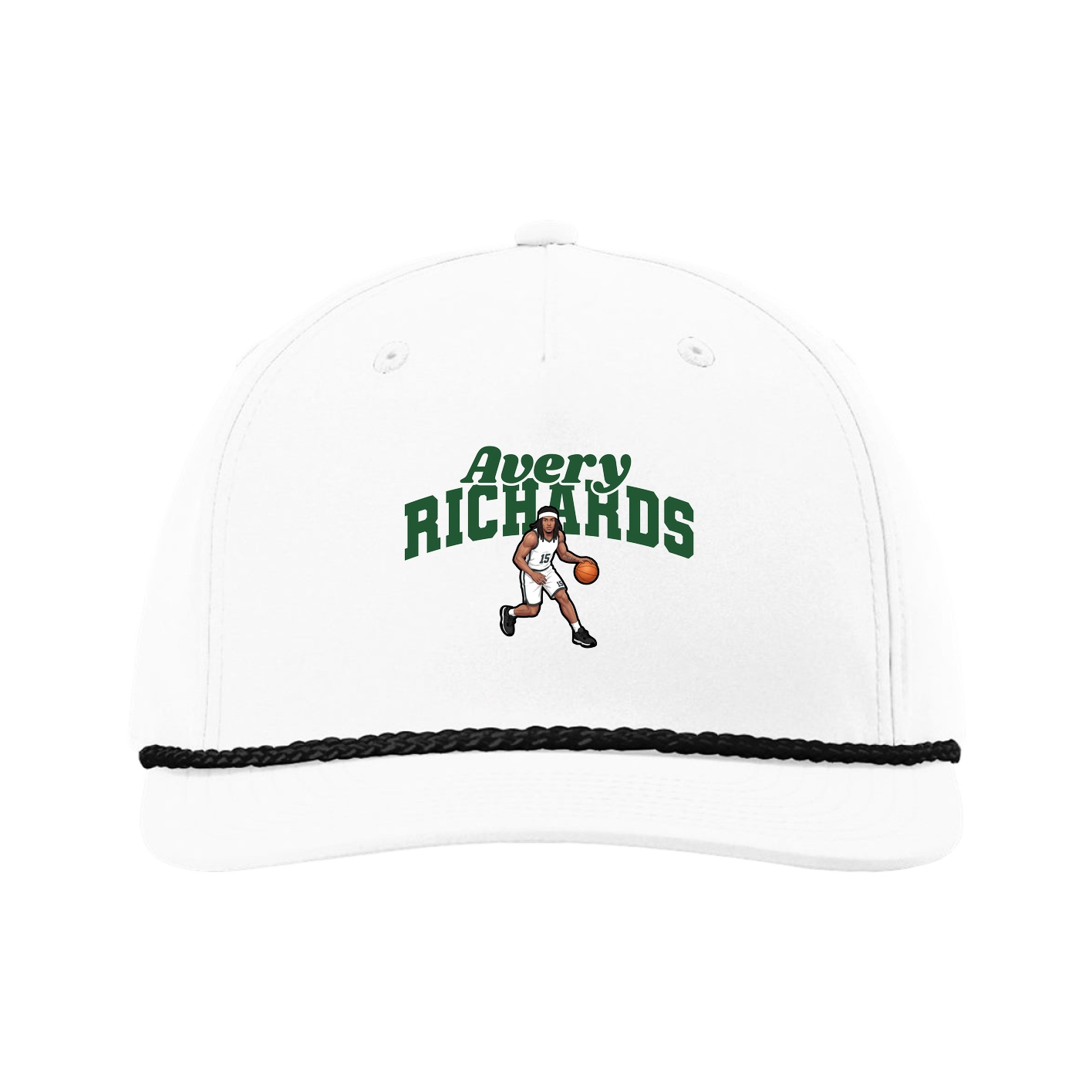 Five-Panel Classic Rope Cap — Signature Arch in White