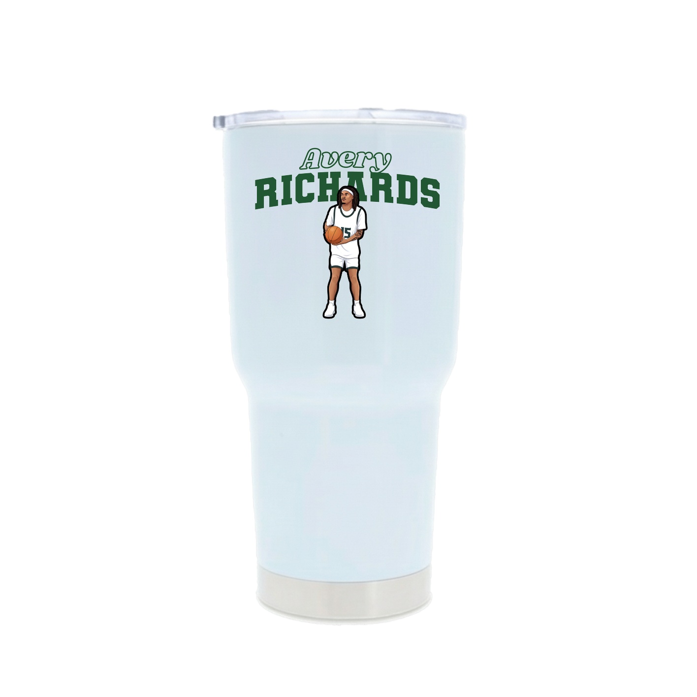 30oz Stainless Steel Tumbler — Name Arch in White