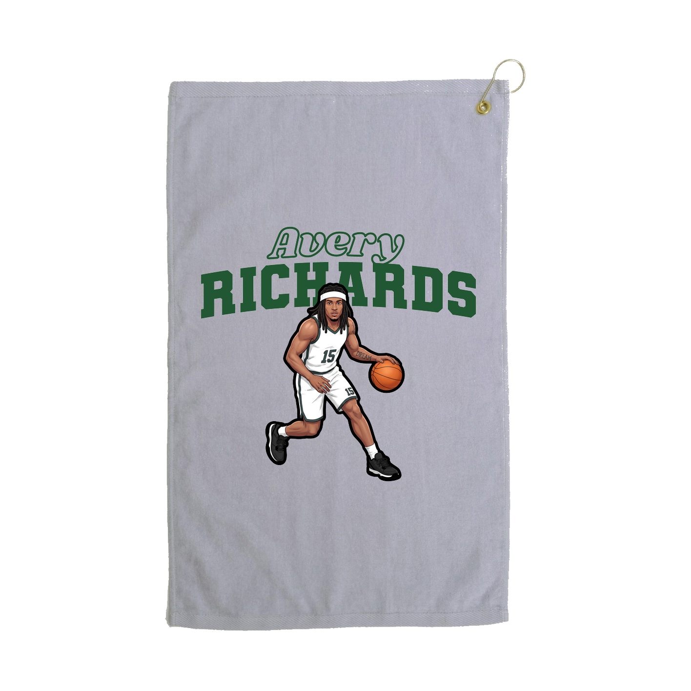 Golf Towel — Name Arch in Grey