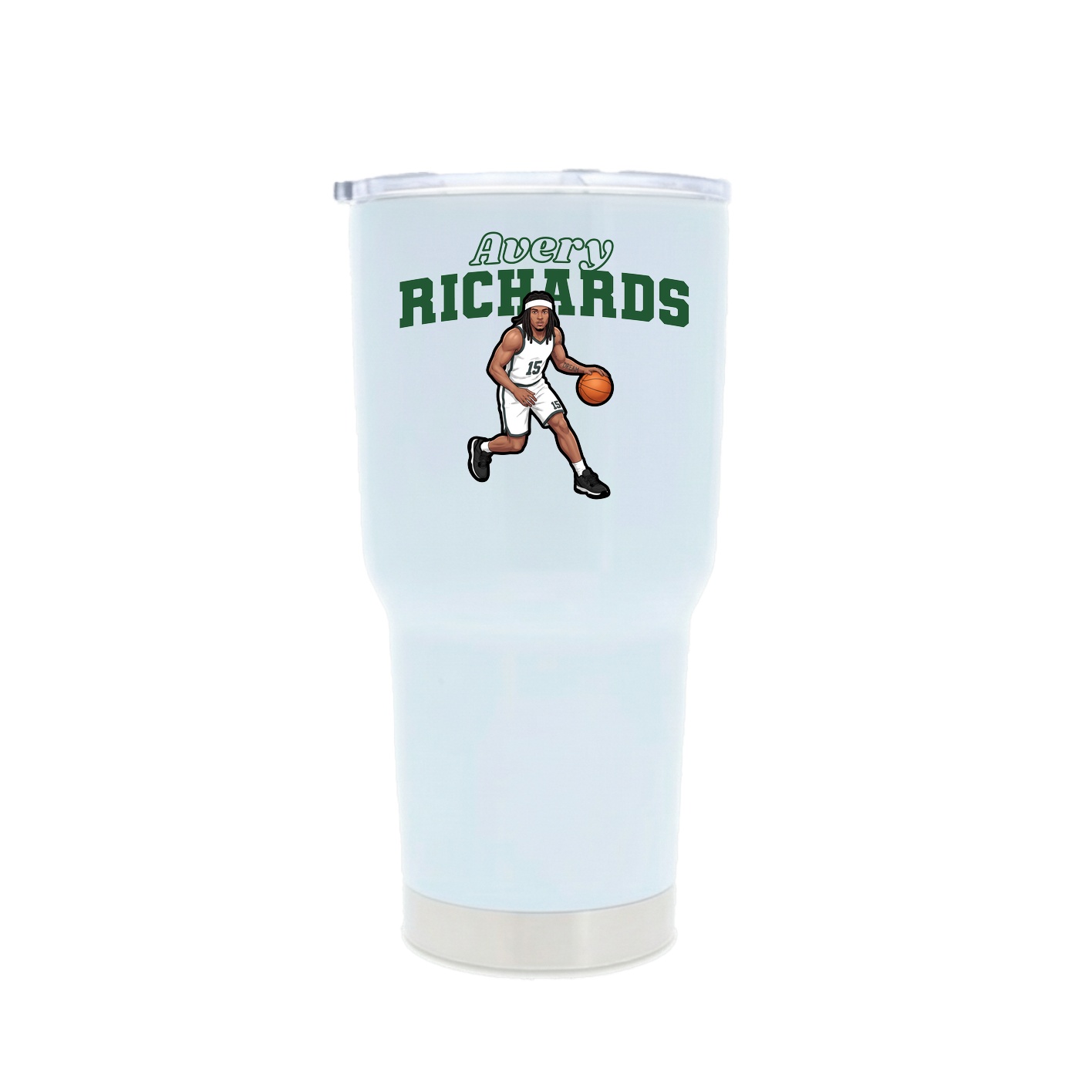 30oz Stainless Steel Tumbler — Name Arch in White