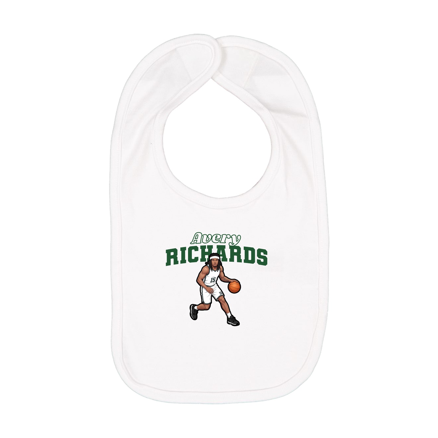 Infant Bib — Name Arch in White