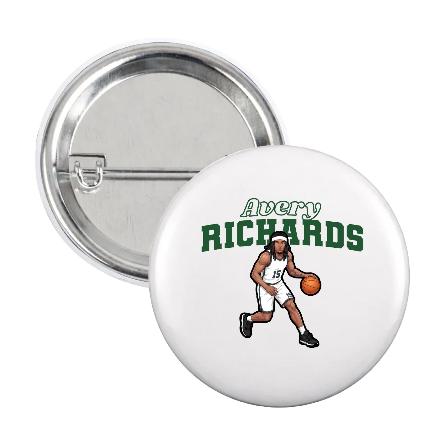 Game Day Button — Name Arch in White