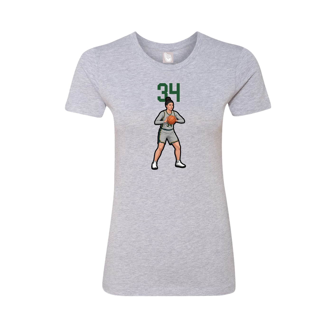 Fitted Women's Tee — Number Top in Grey