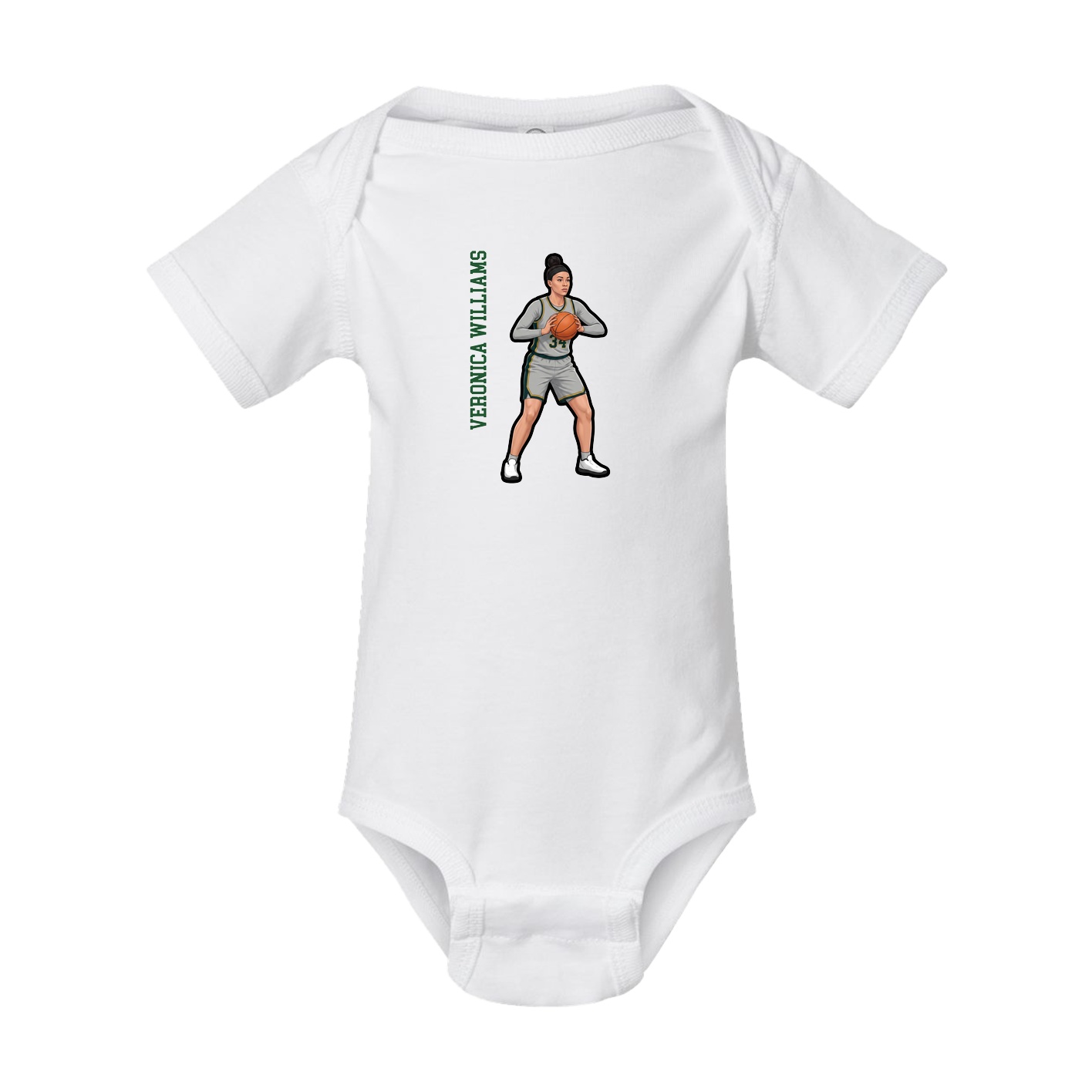 Baby Onesie — Name Vertical in White