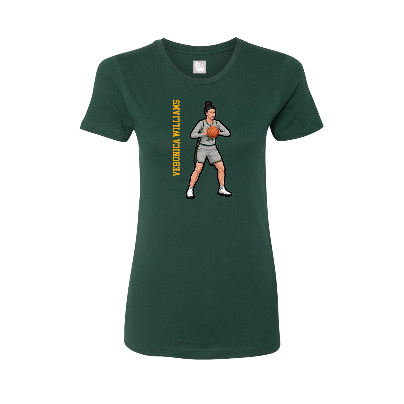 Fitted Women's Tee — Name Vertical in Green