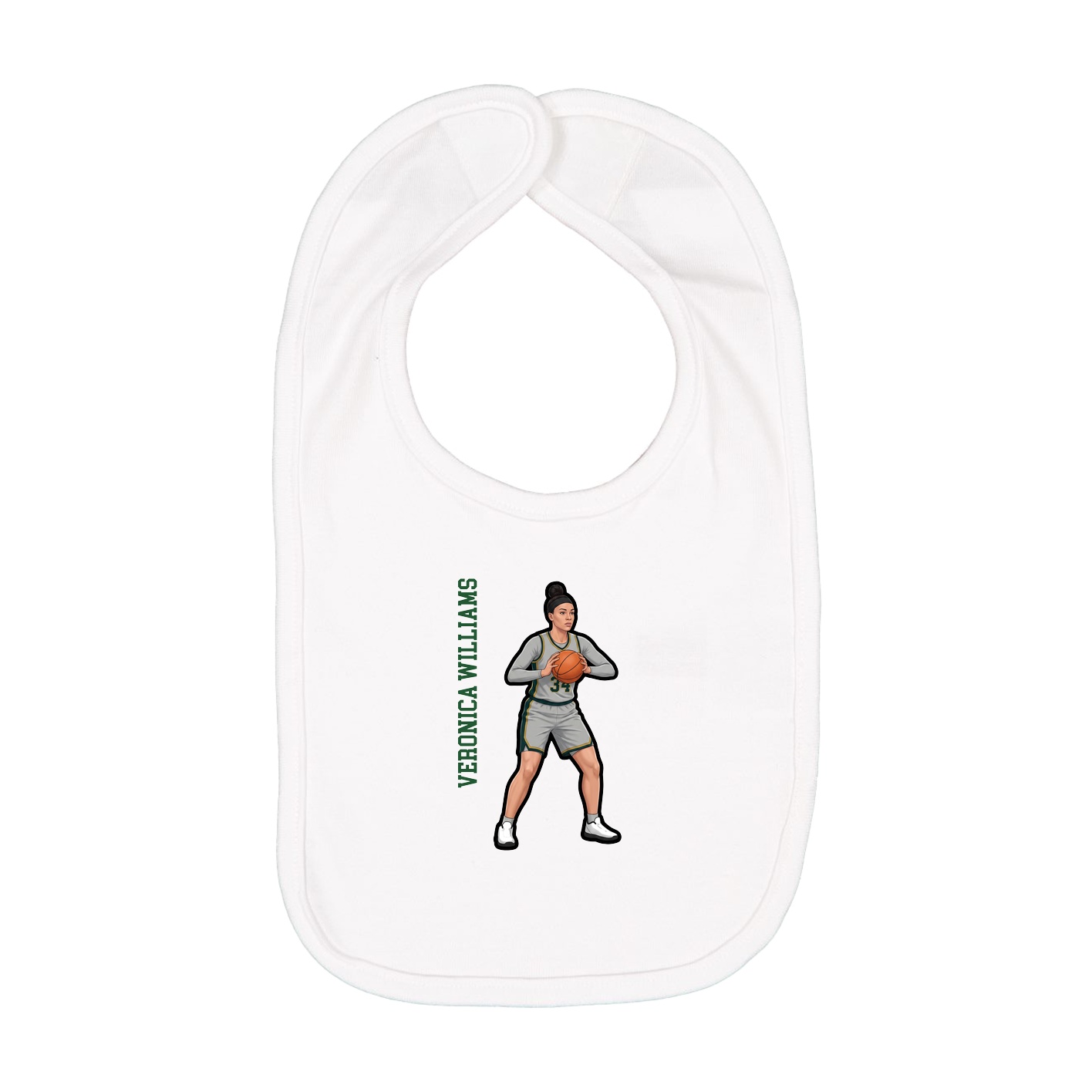 Infant Bib — Name Vertical in White