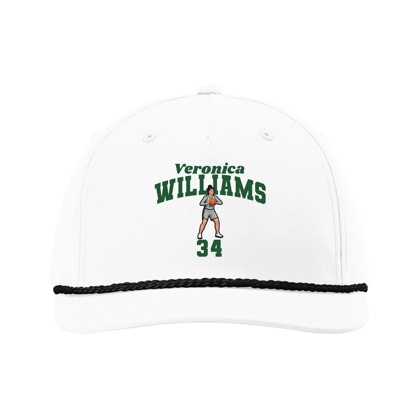 Five-Panel Classic Rope Cap — Signature Arch in White