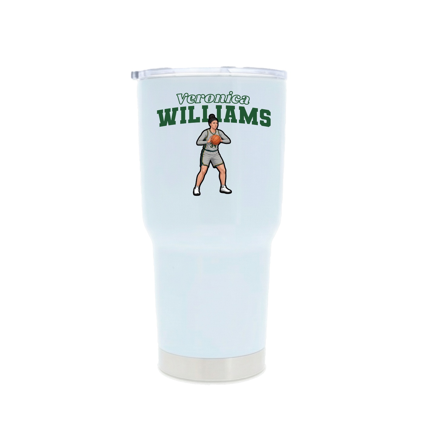 30oz Stainless Steel Tumbler — Name Arch in White