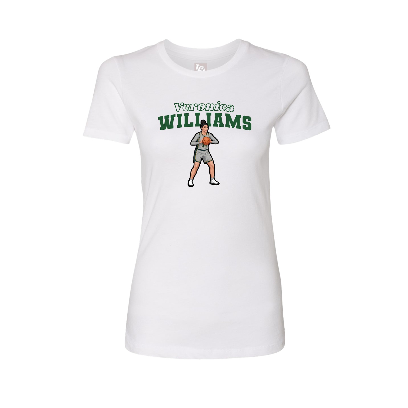 Fitted Women's Tee — Name Arch in White