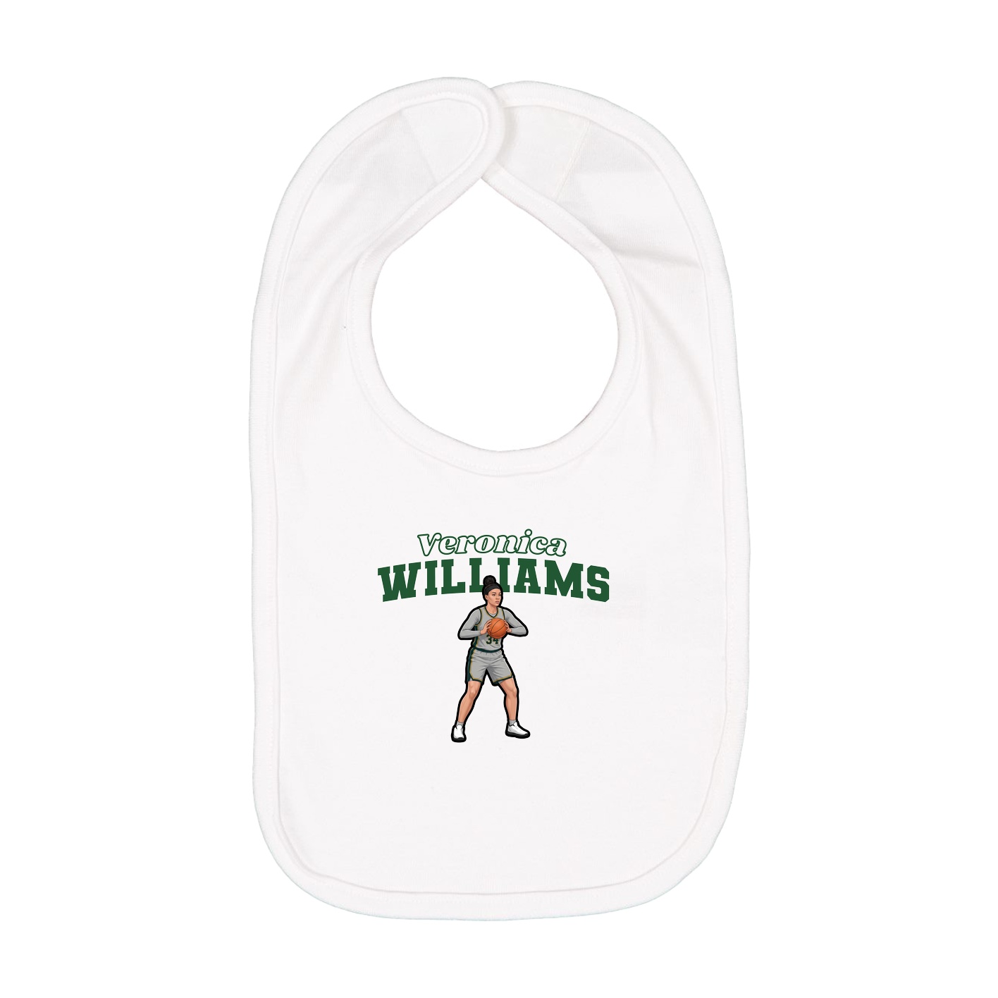 Infant Bib — Name Arch in White