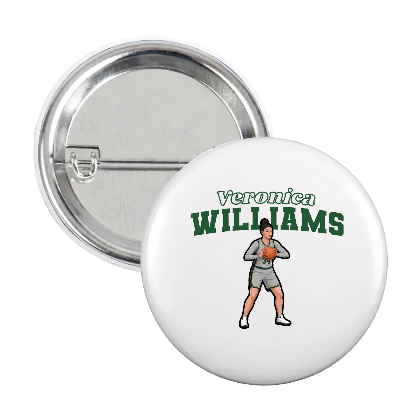 Game Day Button — Name Arch in White