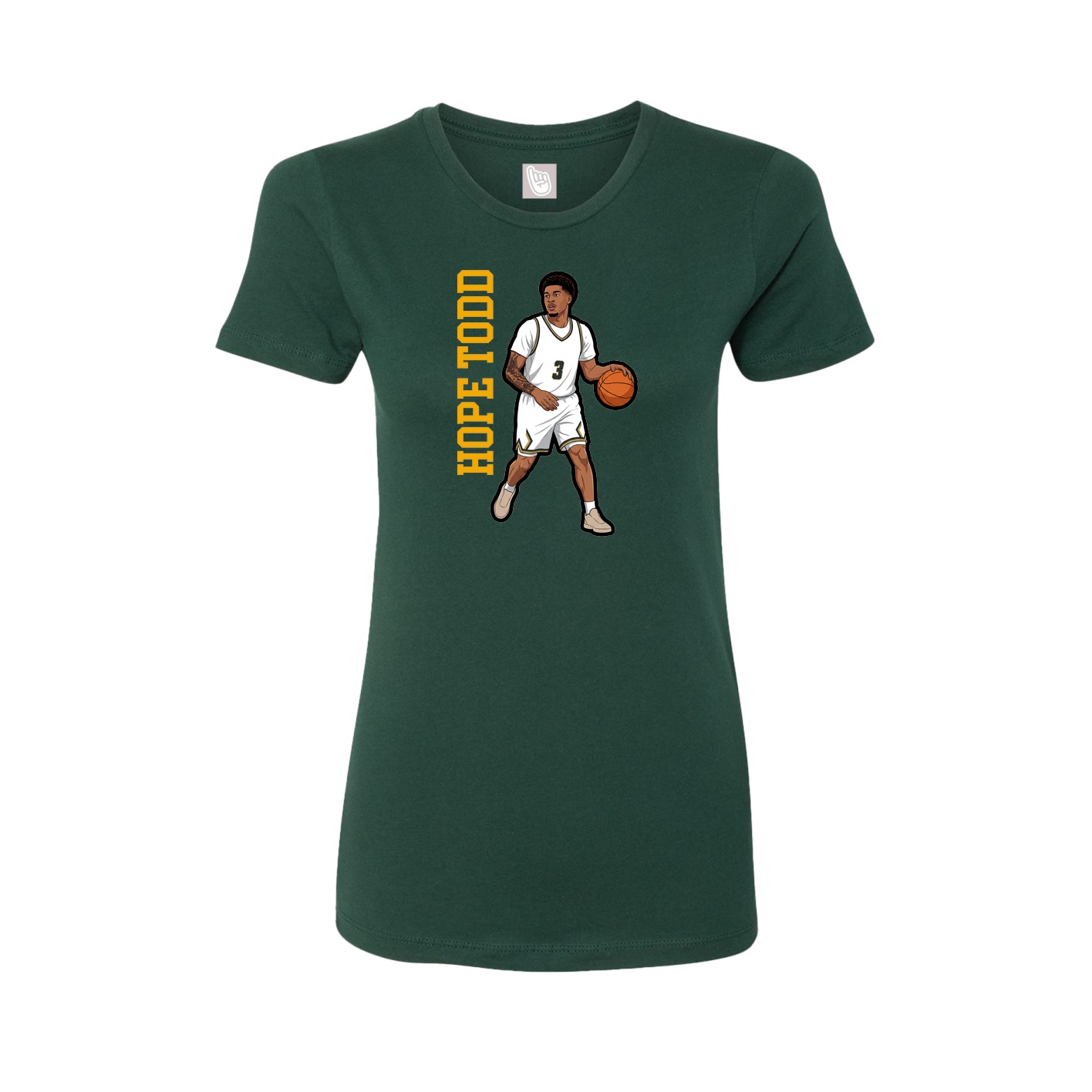 Fitted Women's Tee — Name Vertical in Green